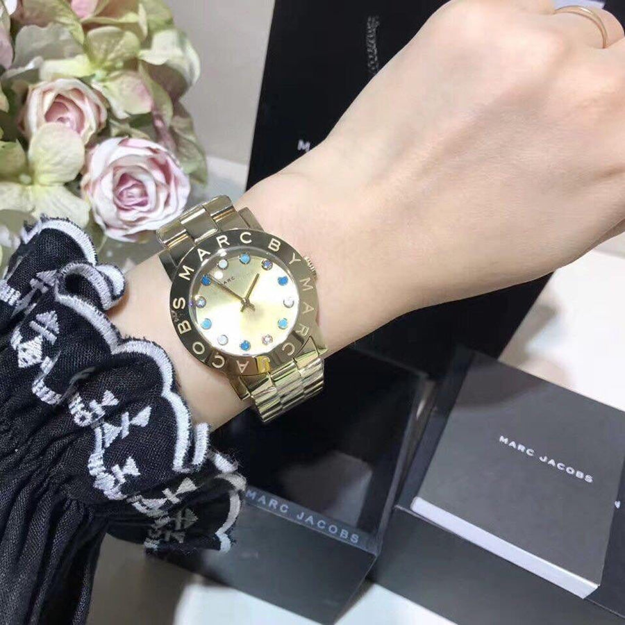 Marc Jacobs Amy Dexter Gold Dial Gold Steel Strap Watch for Women - MBM3215