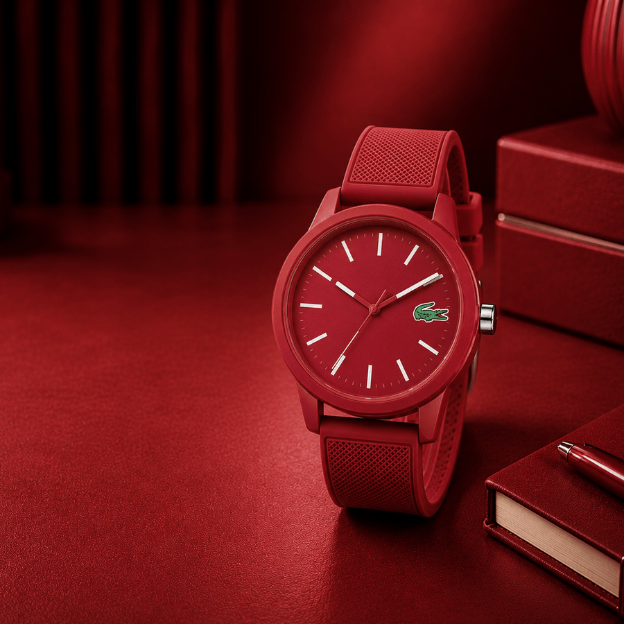 Lacoste 12.12 Red Dial Red Silicon Strap Watch for Men - 2010988