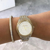 Michael Kors Lauryn Crystals Gold Dial Gold Steel Strap Watch For Women - MK3930