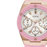 Guess Athena White Dial Pink Rubber Strap Watch For Women - GW0030L4