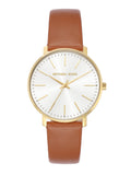 Michael Kors Pyper Quartz Silver Dial Brown Leather Watch For Women - MK2740