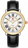 Michele Serein Silver Dial Black Leather Strap Watch for Women - MWW21B000019