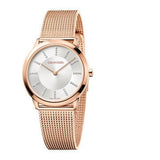 Calvin Klein Minimal White Dial Rose Gold Mesh Bracelet Watch for Women - K3M22Y2X