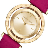 Michael Kors Averi Gold Dial Pink Leather Strap Watch for Women - MK2525