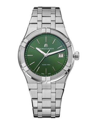 Maurice Lacroix Aikon Date Quartz Green Dial Silver Steel Strap Watch for Men - AI1108-SS002-630-1
