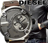 Diesel Little Daddy SBA Small Sized Grey Dial Brown Leather Strap Watch For Men - DZ7258