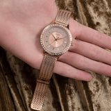 Guess Soiree Diamonds Rose Gold Dial Rose Gold Mesh Bracelet Watch for Women - GW0402L3