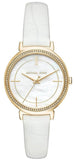 Michael Kors Cinthia Mother of Pearl Dial White Leather Strap Watch for Women - MK2662