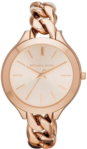 Michael Kors Slim Runway Rose Gold Dial Rose Gold Steel Strap Watch for Women - MK3223