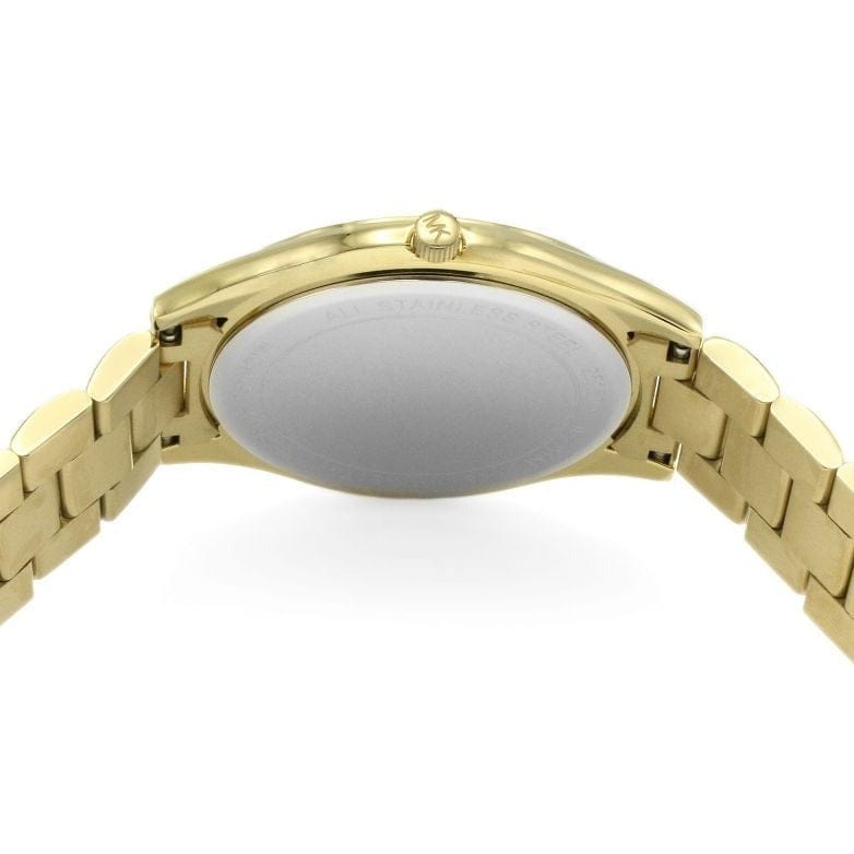 Michael Kors Slim Runway Gold Dial Gold Steel Strap Watch for Women - MK3335