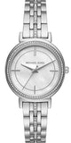 Michael Kors Cinthia White Mother of Pearl Dial Silver Steel Strap Watch for Women for Women - MK3641