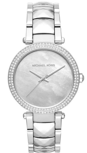 Michael Kors Parker Mother of Pearl Silver Steel Strap Watch for Women - MK6424