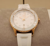 Michael Kors Runway Quartz White Dial White Rubber Strap Watch For Women - MK6853