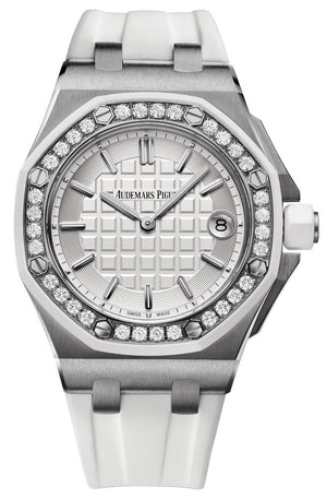 Audemars Piguet Royal Oak Offshore Quartz Diamonds White Dial White Rubber Strap Watch for Women - 67540SK.ZZ.A010CA.01