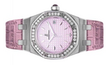 Audemars Piguet Royal Oak Quartz Diamonds Pink Dial Pink Leather Strap Watch for Women - 67601ST.ZZ.D057CR.01