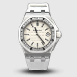 Audemars Piguet Royal Oak Offshore Quartz Diamonds White Dial White Rubber Strap Watch for Women - 67540SK.ZZ.A010CA.01