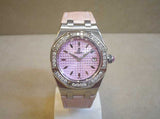 Audemars Piguet Royal Oak Quartz Diamonds Pink Dial Pink Leather Strap Watch for Women - 67601ST.ZZ.D057CR.01