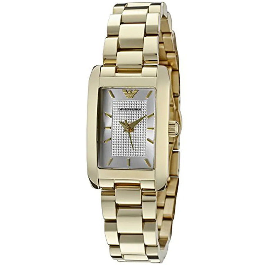 Emporio Armani Classic Silver Dial Gold Steel Strap Watch for Women - AR0360