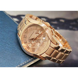 Emporio Armani Valente Chronograph Rose Gold Dial Rose Gold Steel Strap Watch For Men - AR0365