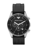 Emporio Armani Sportivo Chronograph Black Dial Black Rubber Strap Watch For Men - AR0527