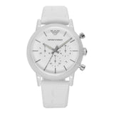 Emporio Armani Classic Chronograph White Dial White Rubber Strap Watch For Men - AR1054