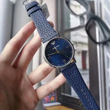 Emporio Armani Kappa Quartz Blue Dial Blue Leather Strap Watch For Women - AR11012