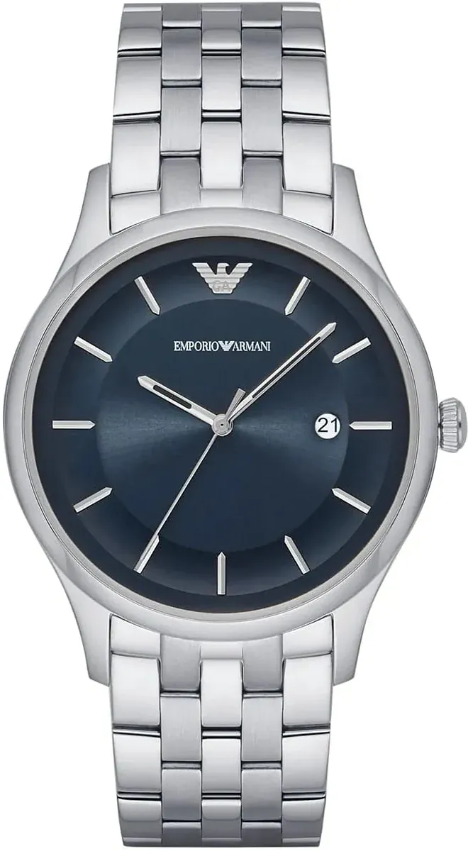 Emporio Armani Lambda Blue Dial Silver Steel Strap Watch for Men - AR11019
