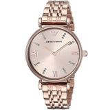 Emporio Armani T-Bar Gianni Rose Gold Dial Rose Gold Steel Strap Watch For Women - AR11059