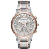 Emporio Armani Renato Chronograph Quartz Silver Dial Two Tone Steel Strap Watch For Men - AR11076