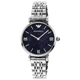 Emporio Armani Gianni T Bar Dark Blue Dial Silver Stainless Steel Watch For Women - AR11091