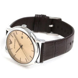 Emporio Armani Luigi Analog Bronze Dial Brown Leather Strap Watch For Men - AR11096