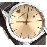 Emporio Armani Luigi Analog Bronze Dial Brown Leather Strap Watch For Men - AR11096