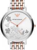 Emporio Armani Silver Sunray Dial Two Tone Steel Strap Watch For Women - AR11113