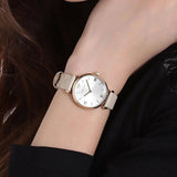 Emporio Armani Gianni T Bar Analog Silver Dial Beige Leather Strap Watch For Women - AR11127