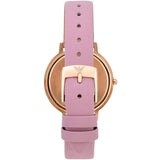 Emporio Armani Kappa Mother Of Pearl White Dial Pink Leather Strap Watch For Women - AR11130