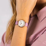 Emporio Armani Kappa Mother Of Pearl White Dial Pink Leather Strap Watch For Women - AR11130