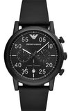 Emporio Armani Luigi Chronograph Black Dial Black Leather Strap Watch For Men - AR11133