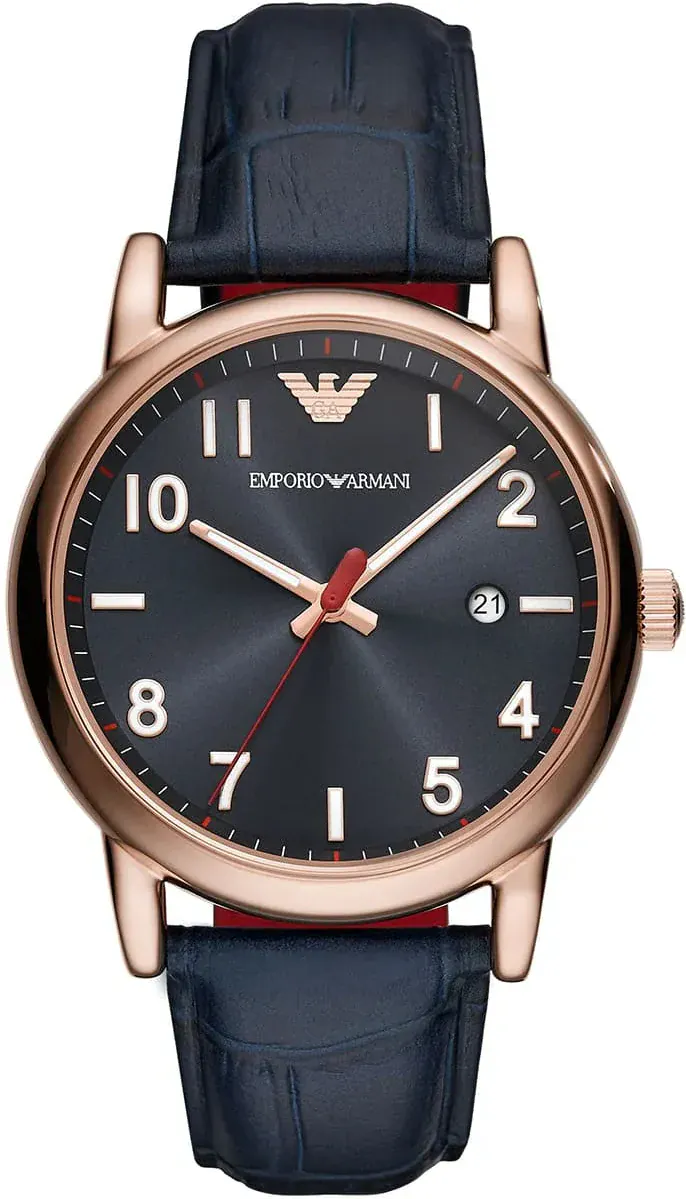 Emporio Armani Luigi Blue Dial Blue Leather Strap Watch for Men - AR11135