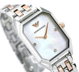 Emporio Armani Gianni T Bar Mother of Pearl Dial Two Tone Steel Strap Watch For Women - AR11146