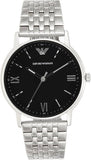 Emporio Armani Kappa Black Dial Silver Steel Strap Watch For Men - AR11152