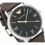 Emporio Armani Kappa Quartz Black Dial Brown Leather Strap Watch For Men - AR11153