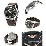 Emporio Armani Kappa Quartz Black Dial Brown Leather Strap Watch For Men - AR11153