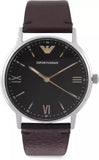 Emporio Armani Kappa Quartz Black Dial Brown Leather Strap Watch For Men - AR11153