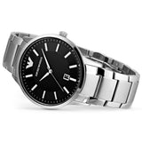 Emporio Armani Renato Quartz Black Dial Silver Steel Strap Watch For Men - AR11181