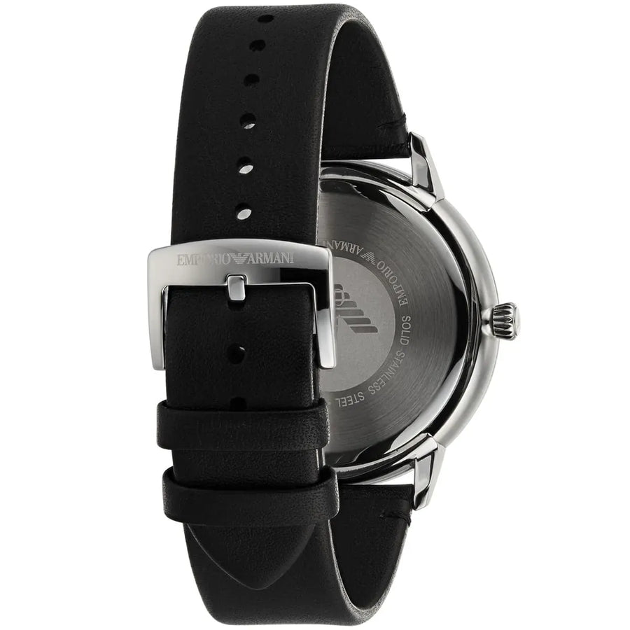 Emporio Armani Ruggero Black Dial Black Leather Strap Watch for Men - AR11193