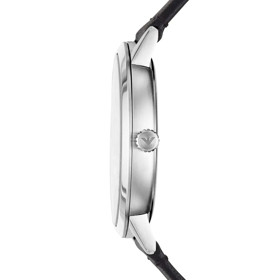 Emporio Armani Ruggero Black Dial Black Leather Strap Watch for Men - AR11193