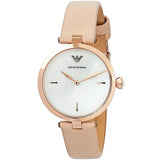 Emporio Armani Arianna Mother of Pearl Dial Pink Leather Strap Watch For Women - AR11199