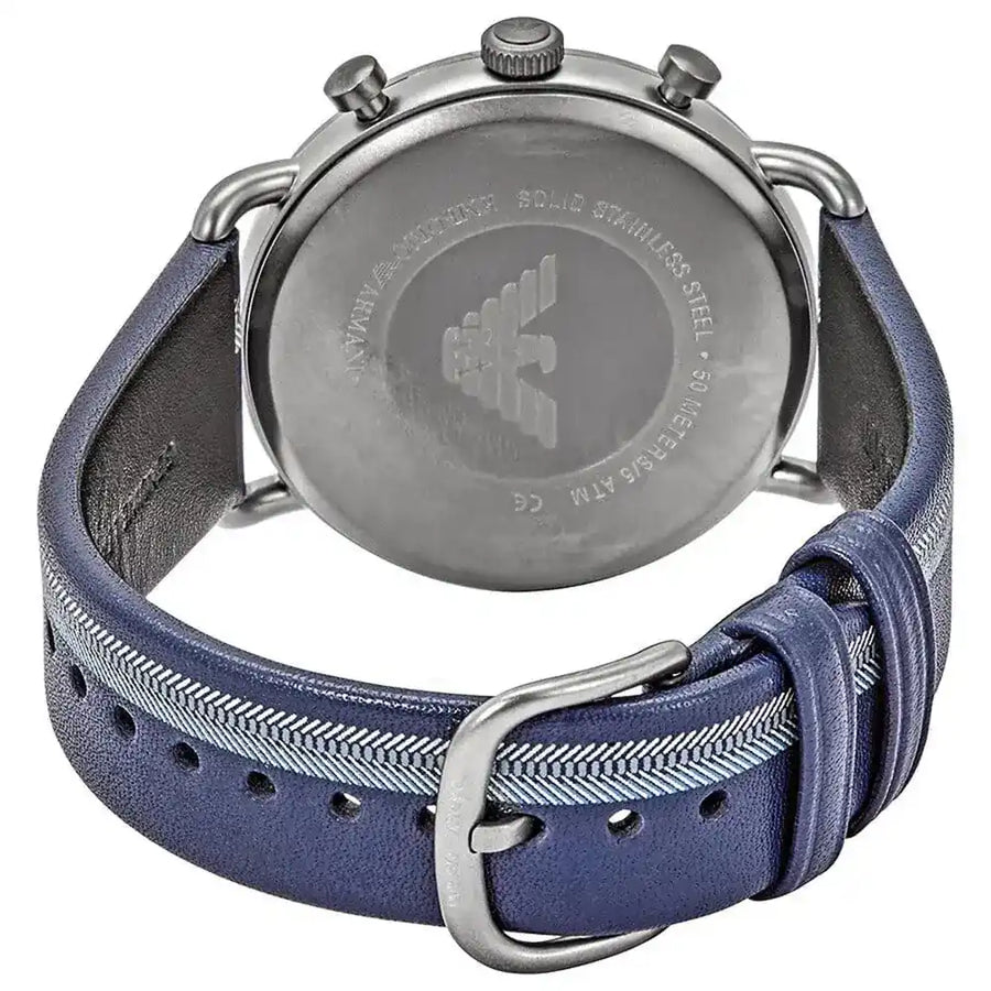 Emporio Armani Aviator Silver Dial Two Tone Leather Strap Watch for Men - AR11202