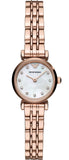 Emporio Armani Gianni T-Bar Mother of Pearl Dial Rose Gold Steel Strap Watch For Women - AR11203