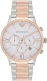 Emporio Armani Giovanni Chronograph Quartz White Dial Two Tone Steel Strap Watch For Men - AR11209